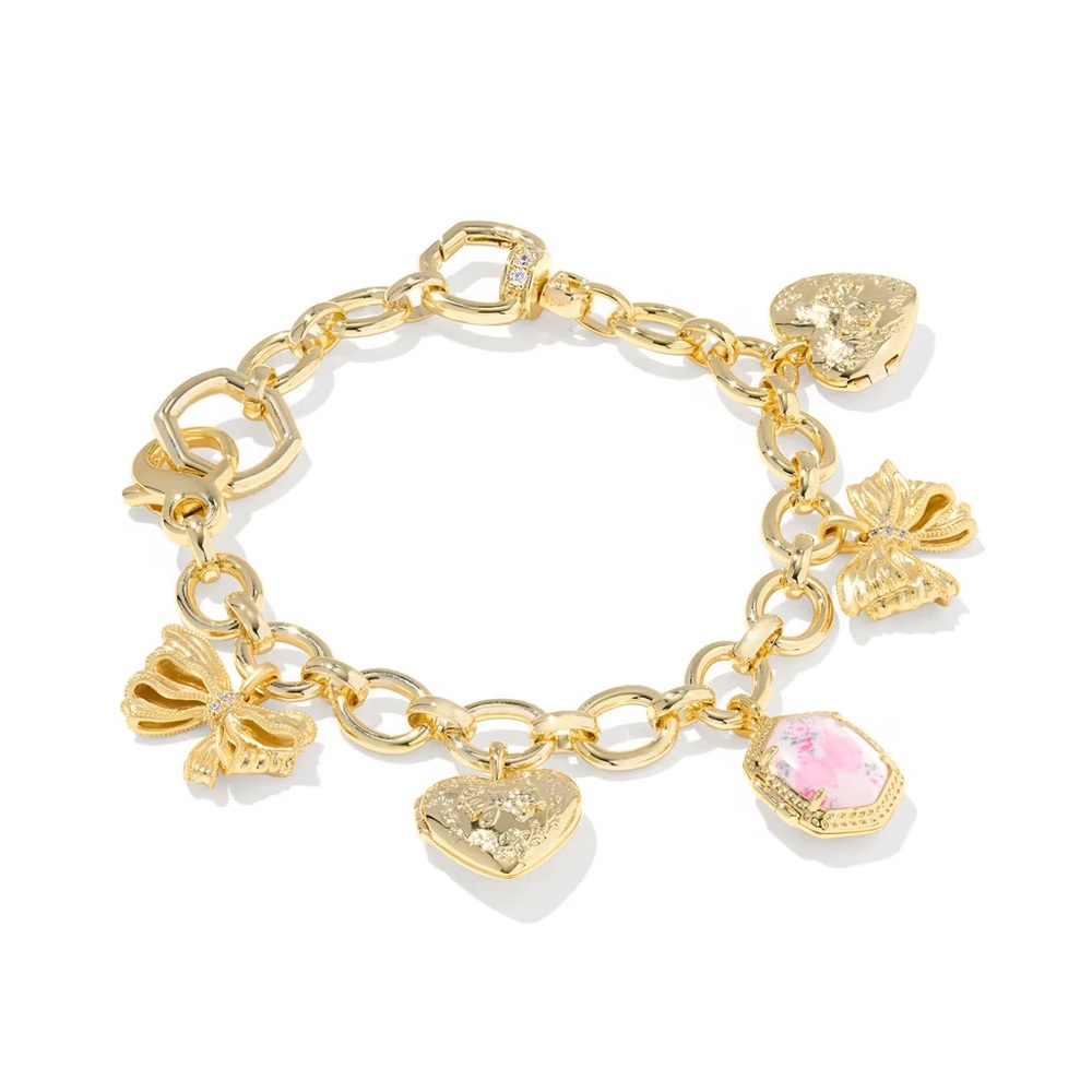 Kendra Scott x LoveShackFancy Bow Gold charm bracelet NWT in Box